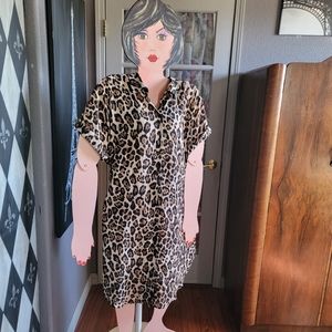 LANE BRYANT LEOPARD PRINT SHIRTDRESS SZ 14/16